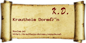 Krautheim Dormán névjegykártya